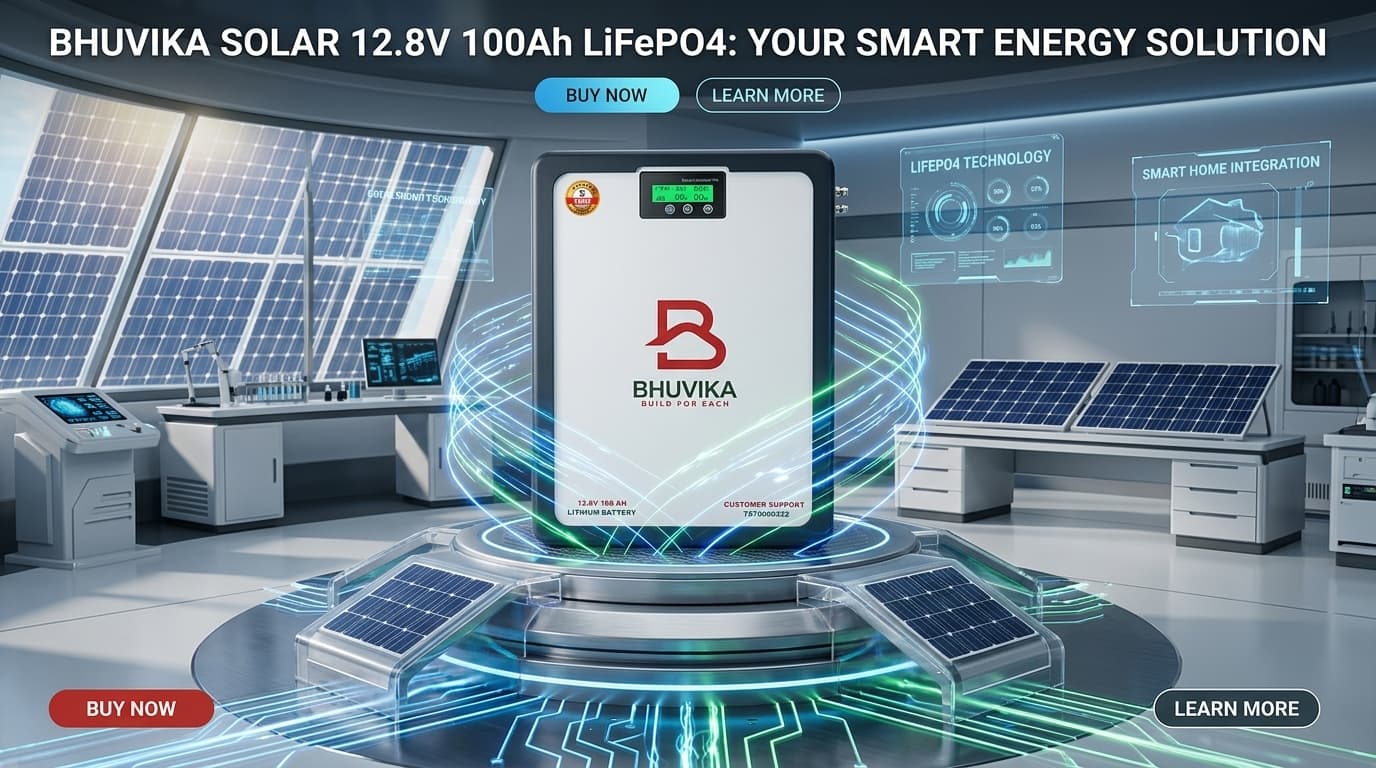 BHUVIKA SOLAR 12.8V 100Ah LiFePO4 Battery Banner